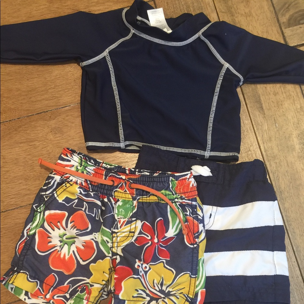 Baby boy 3-6 month bathing suits and rash guard